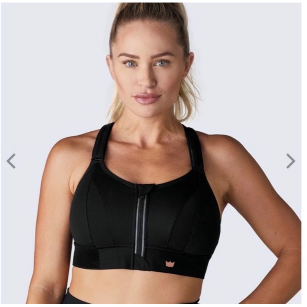 SHEFIT Ultimate Sports Bra Black Rose Gold High Impact Adjustable Size 3Luxe